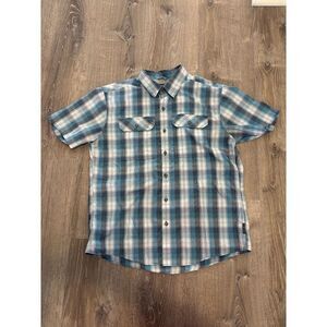 Eddie Bauer Mens Blue Button Up Quick Dry Shirt Size L‎
